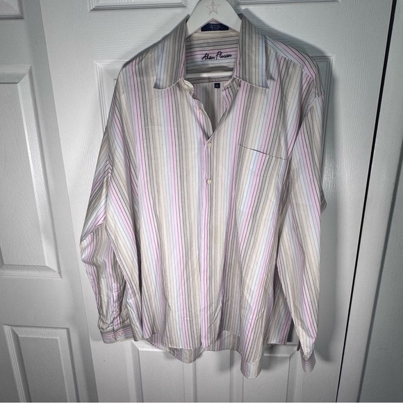 Alan Flusser Pink and White Casual Button Down Shirt - Picture 1 of 3